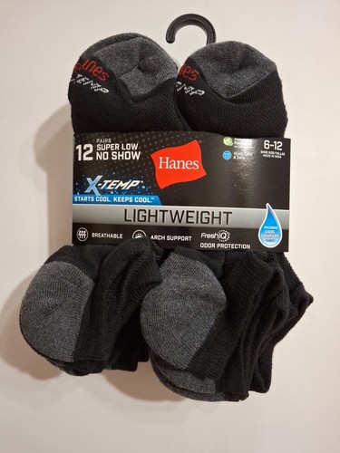 Hanes Men's 12 Pair X-Temp Lightweight Super Low No Show Socks Shoe Size 6-12 - Picture 4 of 11