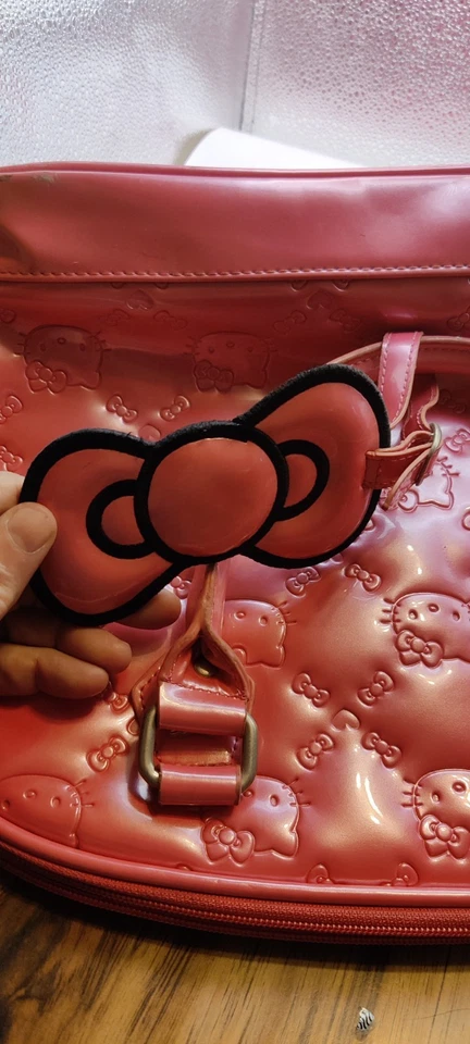 Bolso de mano Hello Kitty con cúpula de charol rosa en relieve Sanrio Japón Foto 4 de 4