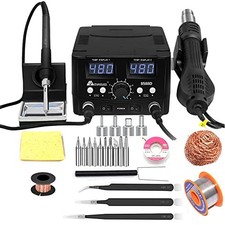2 IN 1 750W LED Digital Soldering Station Hot Air Gun Rework 8588d Set1 