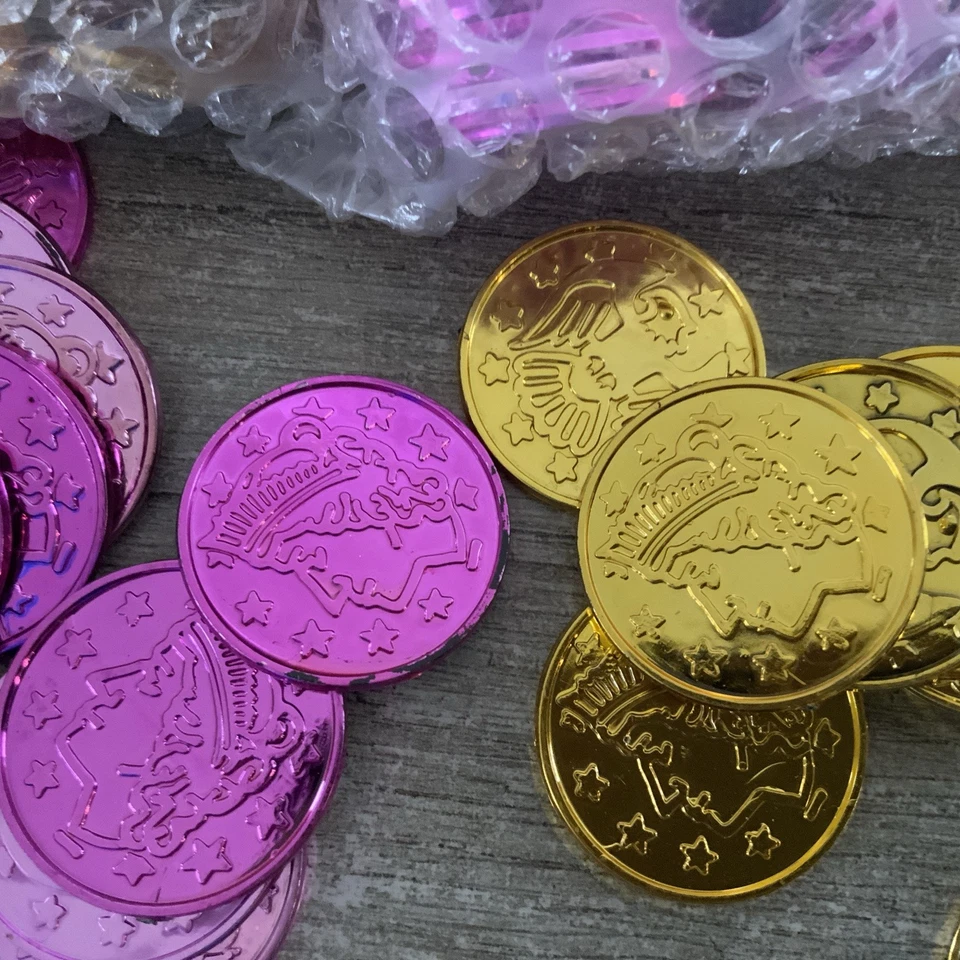 Aprox 200 Monedas de Oro y Rosa Tesoro Pirata Niños Fiesta de Cumpleaños Bolsa Rellenos Foto 2 de 2