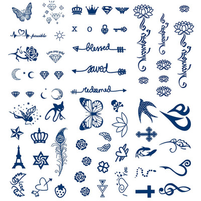 Semi-Permanent Tattoos, 6-Sheet 2 Weeks Long Last Waterproof Small Cute Tattoos,