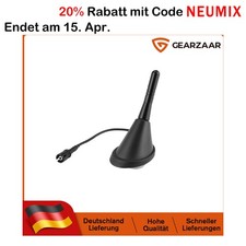 Auto KFZ Kurz Stab Dach Antenne + Raku 2 Sockel Universal SET mit Verstärker