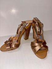 Badgley Mischka Rose Gold Glitter Block Heel Pump Shoe 6