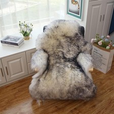 Luxury Large Sheepskin Rug - Thick 3" Pile, Genuine Australian Wool, Grey Tip