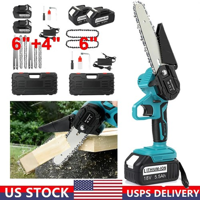 #ad #ad 6quot; Chainsaw Cordless Rechargeable Wood Cutter Saw Chain Saws Electric for Makita $25.99