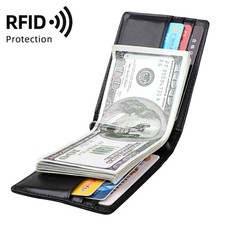 RFID Blocking Men's Slim Money Clip Bifold Leather Front Pocket Wallet Gift Gift