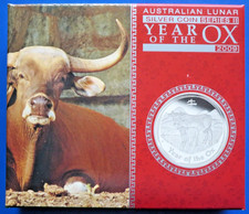 1oz Silber $1 Australien Lunar II Ochse 2009 Proof PP Box Umkarton Zertifikat