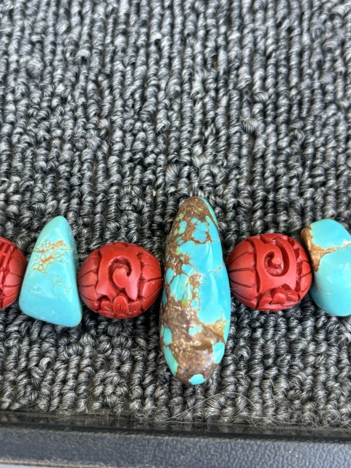 Juego de joyas collar y pulsera turquesa - 98 gramos en total - 16" y 7" Foto 4 de 4