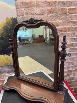 Vintage Wooden Tabletop Vanity Mirror - Swivel Cheval Dressing Table Mirror