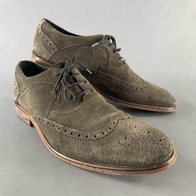 JOHN VARVATOS Größe 9 Grau Wildleder Kleid Schnürschuhe