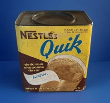1960's Rare Vintage NESTLE'S QUIK Chocolate Mix Tin Family Size Can 2lbs 6oz
