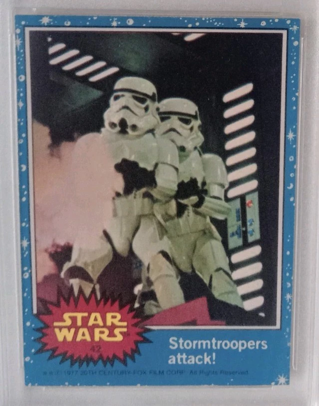 1977 TOPPS STAR WARS STORMTROOPERS ATTACK #42 SERIES 1 TRADING CARD MGC GRADED 9 - Image 2 of 4