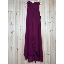 NWT Lulus Splendid Aura Plum Purple Chiffon Pleated Strapless Maxi Dress Size S