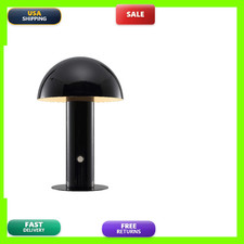 Jonathan Y 10.75 Black Rechargeable Led Mushroom Table Lamp Cordless Portable
