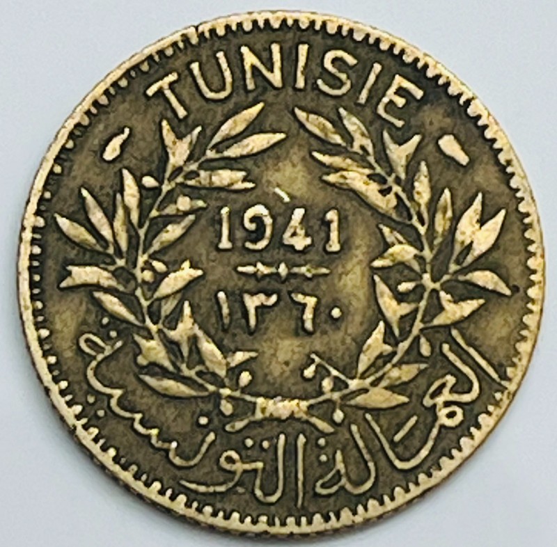 AH1360-1941 Tunisia Franc KM# 247 Circulated Condition