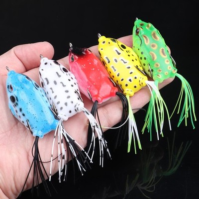 5pcs Topwater Frog Lures, Silicone Floating Bait Topwater 6cm/2.36in 12g