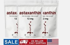 3PCS Astaxanthin 12mg from Natural Microalgae For Skin Glow Antioxidant Support