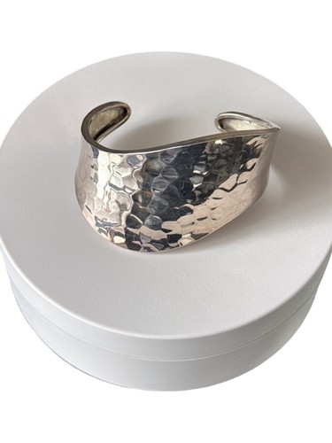 Taxco Mexican Hammered Sterling Silver Wave Cuff Bracelet