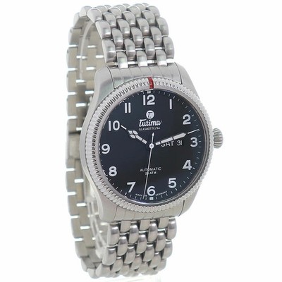 Tutima Grand Flieger Automatik Day-Date Glashütte Edelstahl Herrenuhr