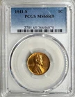 1941-P,D,S Lincoln Wheat Cents Lot of 3 PCGS. 1941-P&S MS65 RD 1941-D MS66 RD