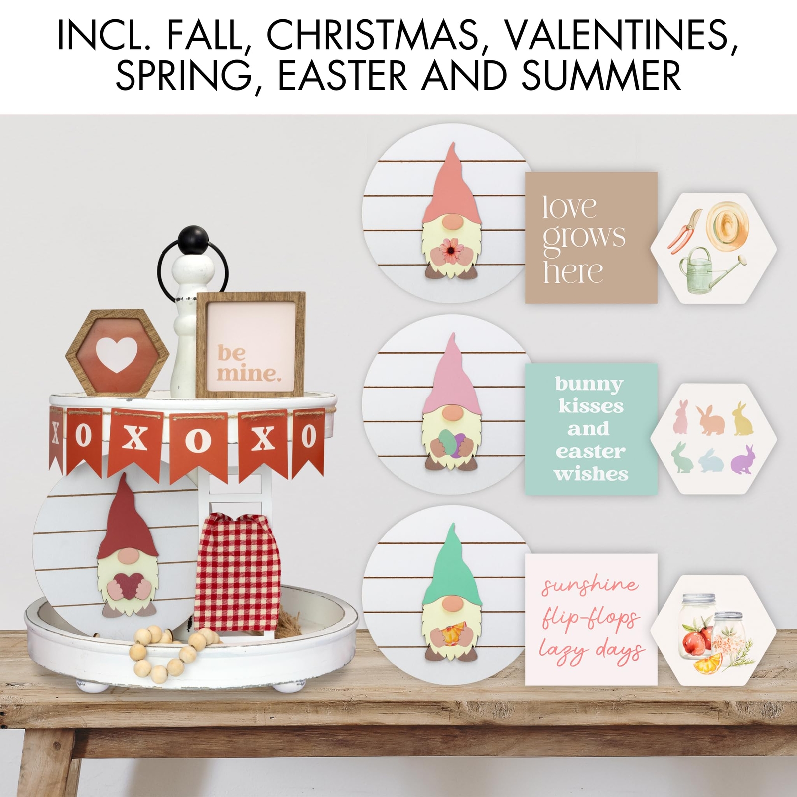 Beautiful Tiered Tray Decor Set for Fall Interchangeable All Season