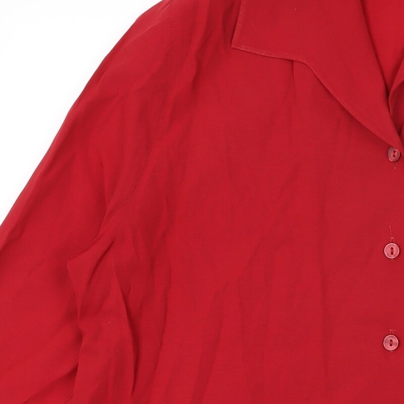 Canda Womens Red Viscose Basic Button-Up Size 12 … - image 8