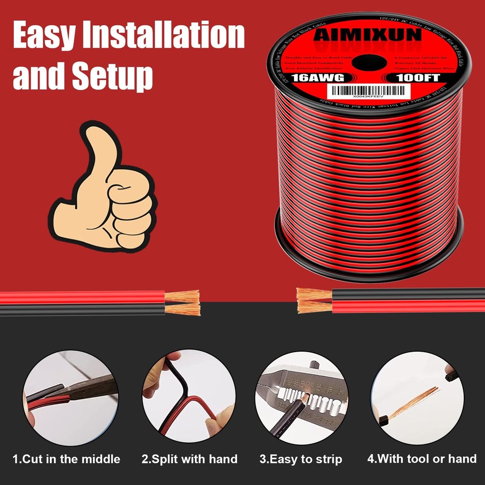 Cables Para Bocinas De Audio Calibre 16 AWG 100 Pies Ft Para Altavoces