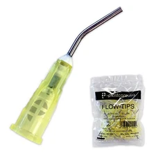 200 Yellow 19 Gauge Flow Dental Pre-Bent Applicator Flow Needle Tips (2 Bags)