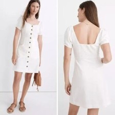 NEW Madewell Linen-Cotton Puff-Sleeve Mini Dress, lighthouse, size 2