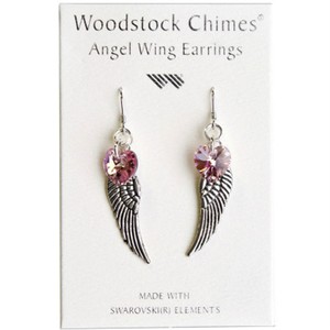 swarovski woodstock chimes wing earrings angel crystal rose heart light