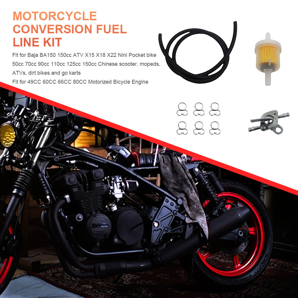 Gasoline Tap with Fuel Line Motorcycle Oil Tube Kit Oil Switch for