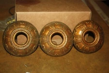Matched Set of 3 Antique Stamped Brass Bobeches -  Bulb Socket Covers