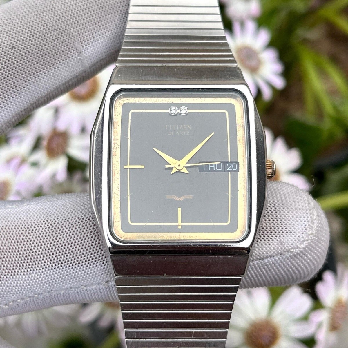 Rare Vintage Citizen Wings Rectangular Japan Made Men's Quartz