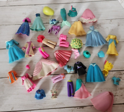 Polly Pocket Disney Princesses Ariel Cinderella Dresses Tops Skirts Lot READ