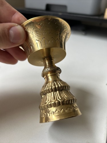 Tibetan Buddhist Hand Hammered Prayer Offering Butter Lamp 4.5" - Nepal - Picture 6 of 6