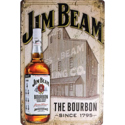 Vintage Jim Beam Metal Sign 12'' x 8''  The Bourbon Whiskey Sign Advertisement