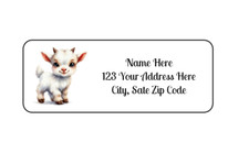 30 Cute Young Goat PERSONALIZED RETURN ADDRESS LABELS 1 in X 2 5/8 GLOSSY