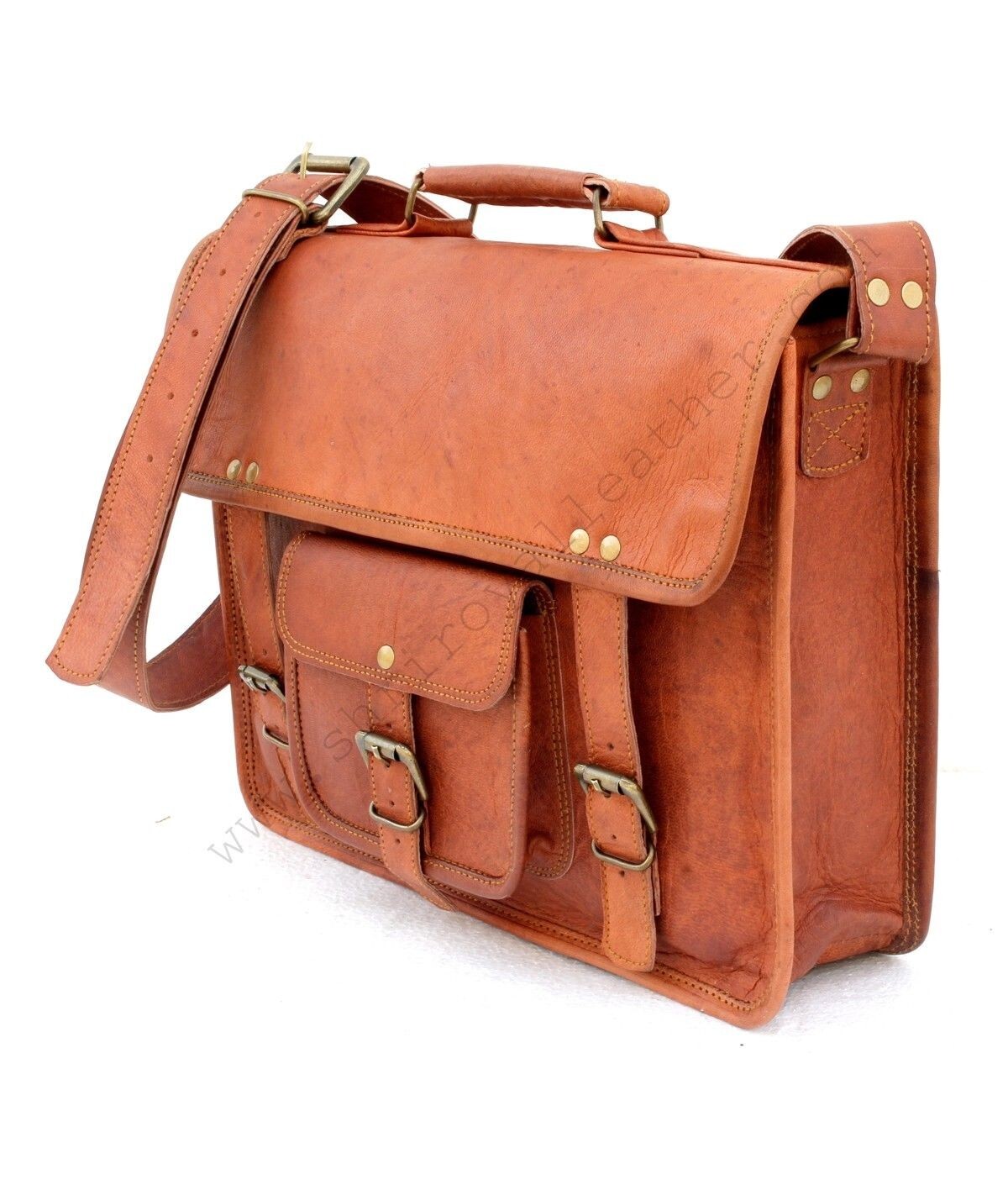 Men's Made With Hand Leather Vintage Laptop Messenger Briefcase Bag Satchel