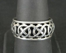 Ring Silver Band Circles Knot Intertwined Sterling 925 Size 9 Band Ring