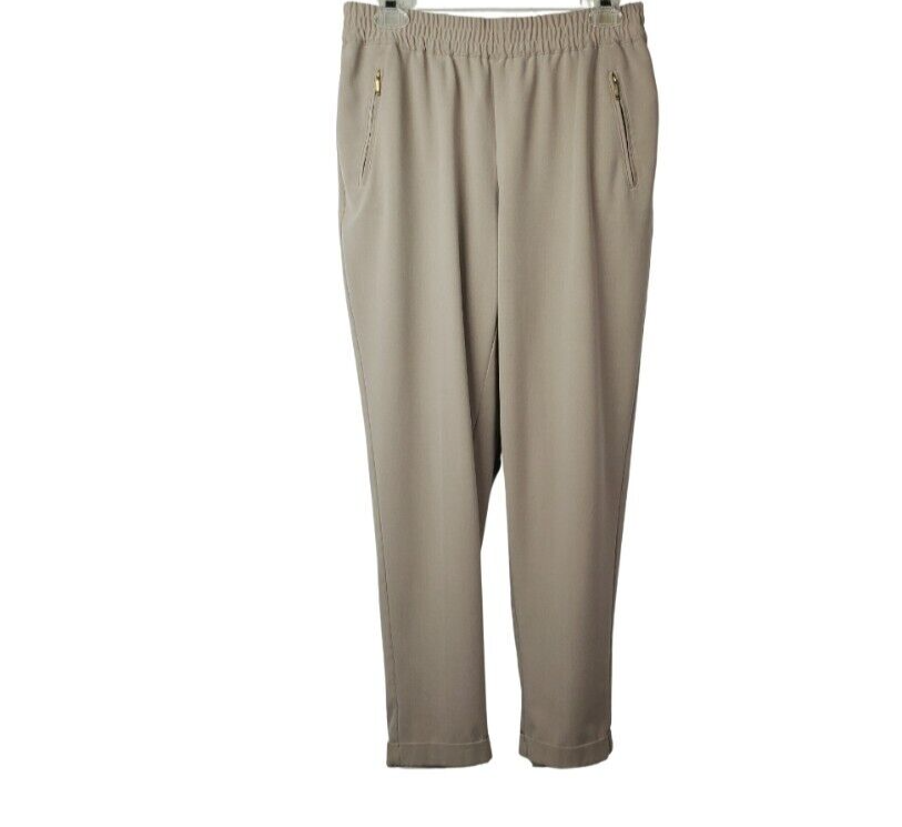 Chico's Pants Size Medium 1 Elastic Waist Tan Pockets Stretch Comfy