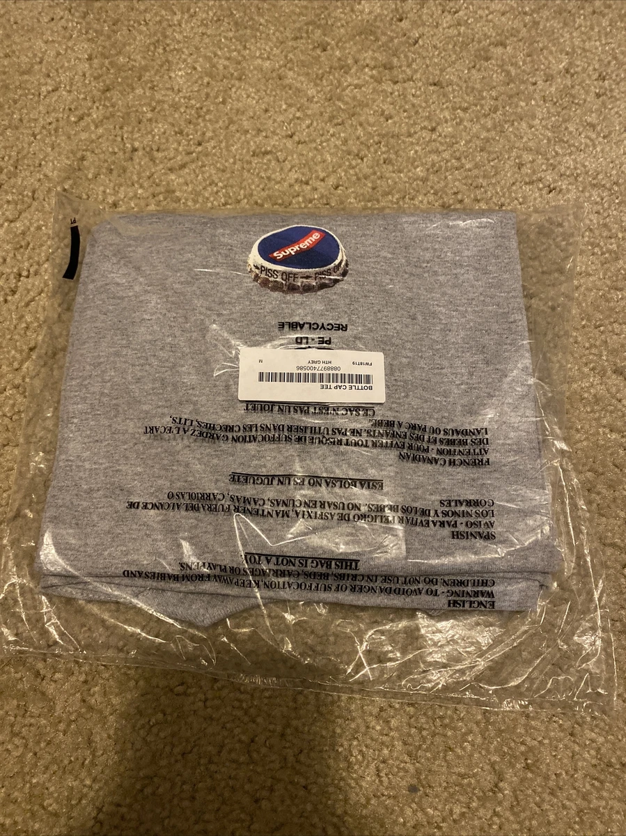 Brand New Supreme Bottle Cap Tee Heather Grey Size Medium M T