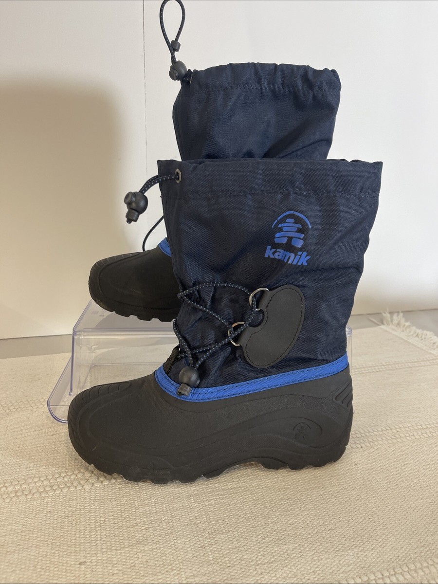 Kamik Water bug Insulated Waterproof Winter Snow Boots Blue Youth Boys Size 