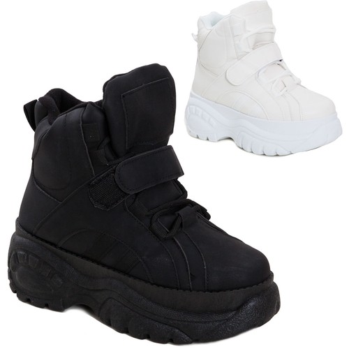 Scarpe donna sneakers alte zeppa flatform eco pelle stivaletti sportivi Q-9  | eBay