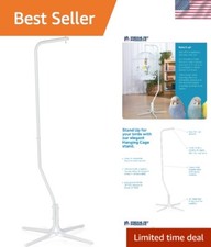 White Hanging Bird Cage Stand - Heavy-Duty Steel Support 24x24x60 Inches