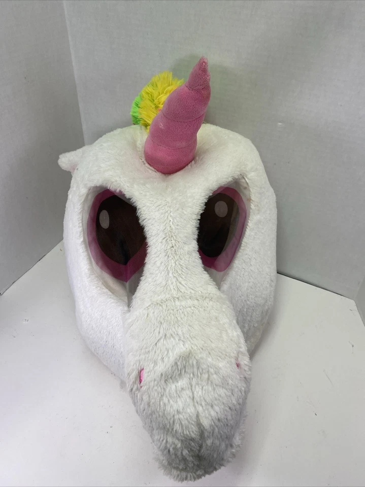Unicorn Head Mask Soft Plush Animal Oversized Costume Halloween Party Adult Teen - Image 2 of 4