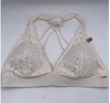 Victoria's Secret PINK XL Lightly Lined Strappy Lace Bralette Cream/White NEW