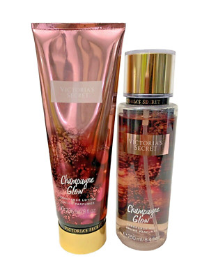 Victoria's Secret CHAMPAGNE GLOW Fragrance Mist Lotion Set 8.4 oz Discontinued