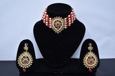 Gold Plated Latest Stylish Fancy small Traditional Pearl Necklace Jewellery Set