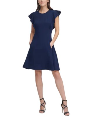 navy blue knee length formal dress Formal Knee-Length Pencil Dress in Navy Blue, XXL main image 0