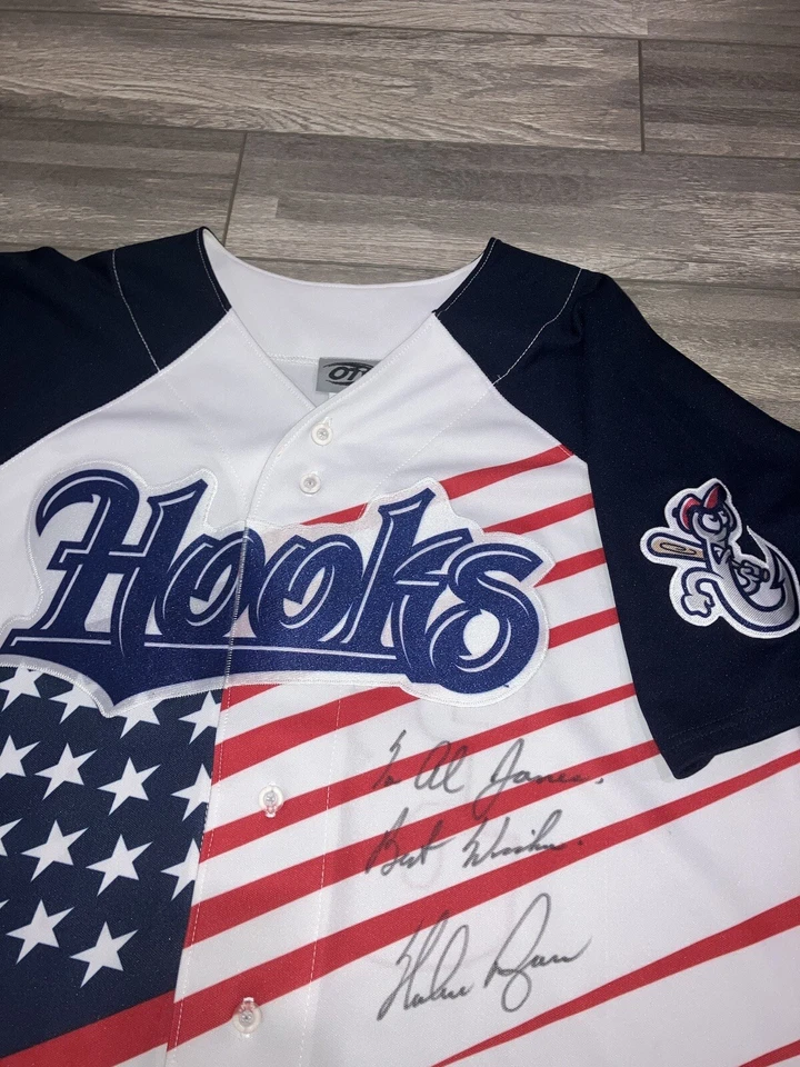 Camiseta de juego de ligas menores MLB Hooks de Nolan Ryan Corpus Christi Hooks autógrafo firmada Foto 3 de 4